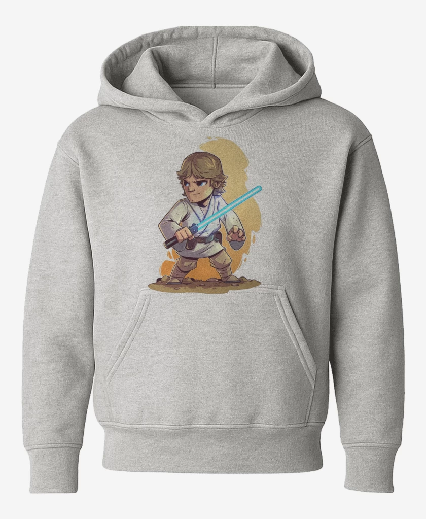 Poleron de niño Gris Melange de Chibi Luke Skywalker