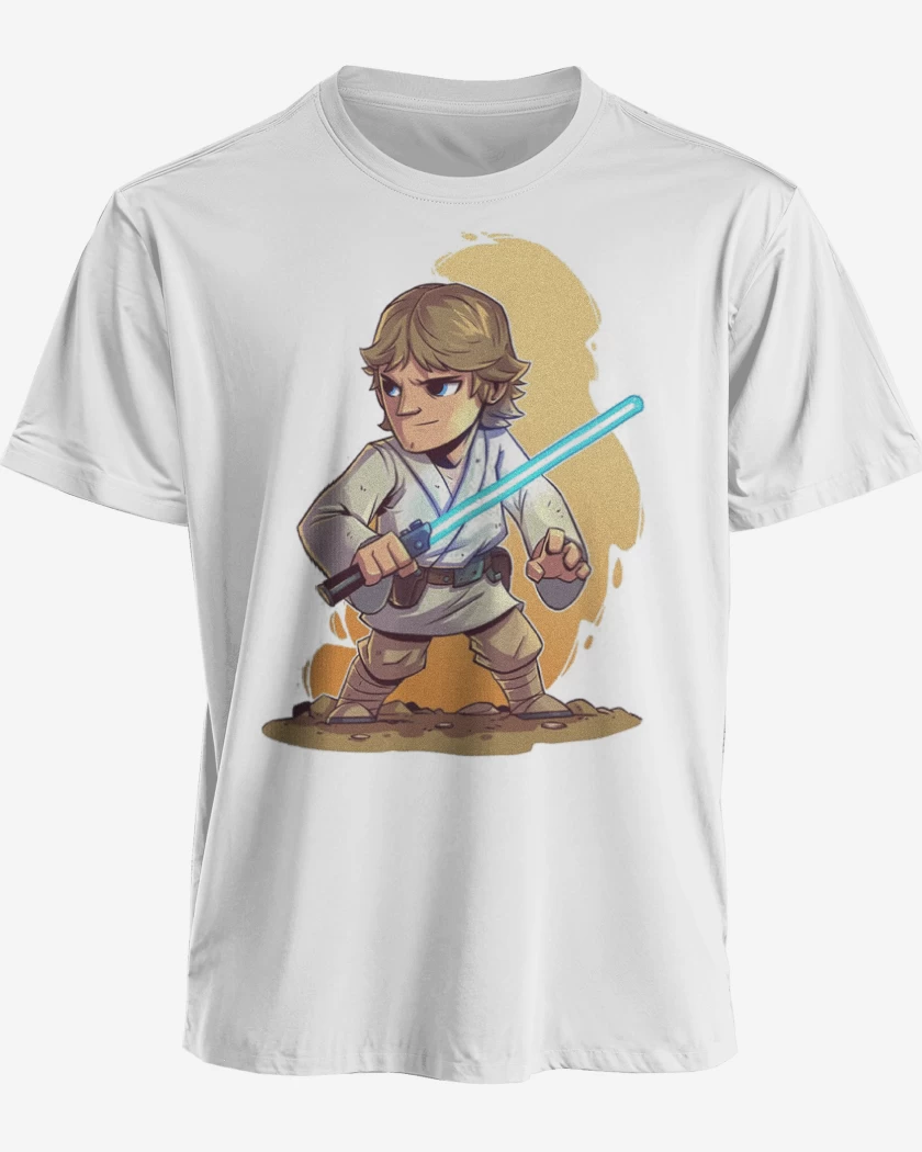 Polera premium Blanco de Chibi Luke Skywalker