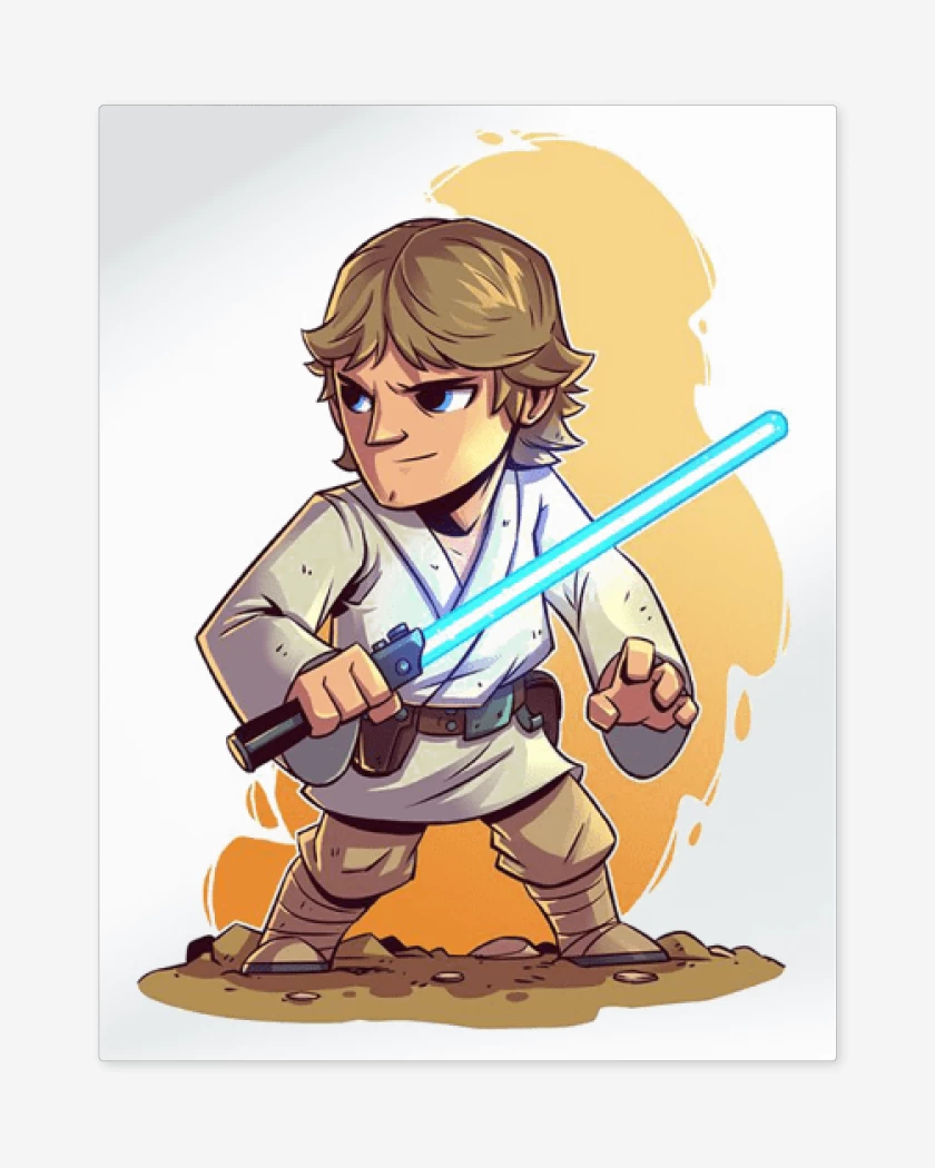 Print metalico Blanco de Chibi Luke Skywalker
