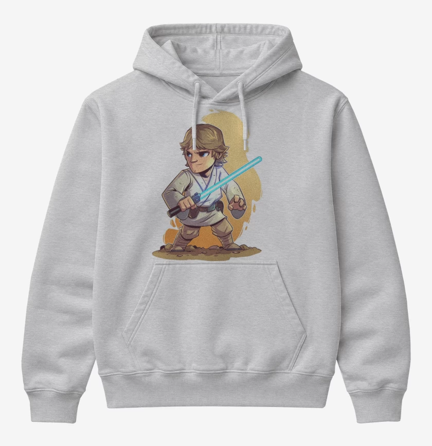 Poleron Canguro básico Gris Melange de Chibi Luke Skywalker