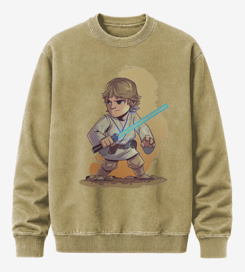 Poleron Polo Acid Wash Beige de Chibi Luke Skywalker