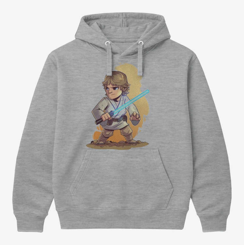Polerón Canguro Gris Melange de Chibi Luke Skywalker
