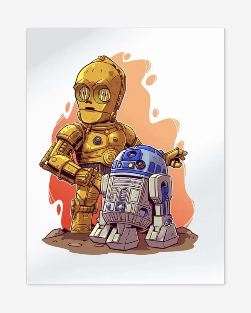 Print metalico Blanco de Chibi Citripio y Arturito