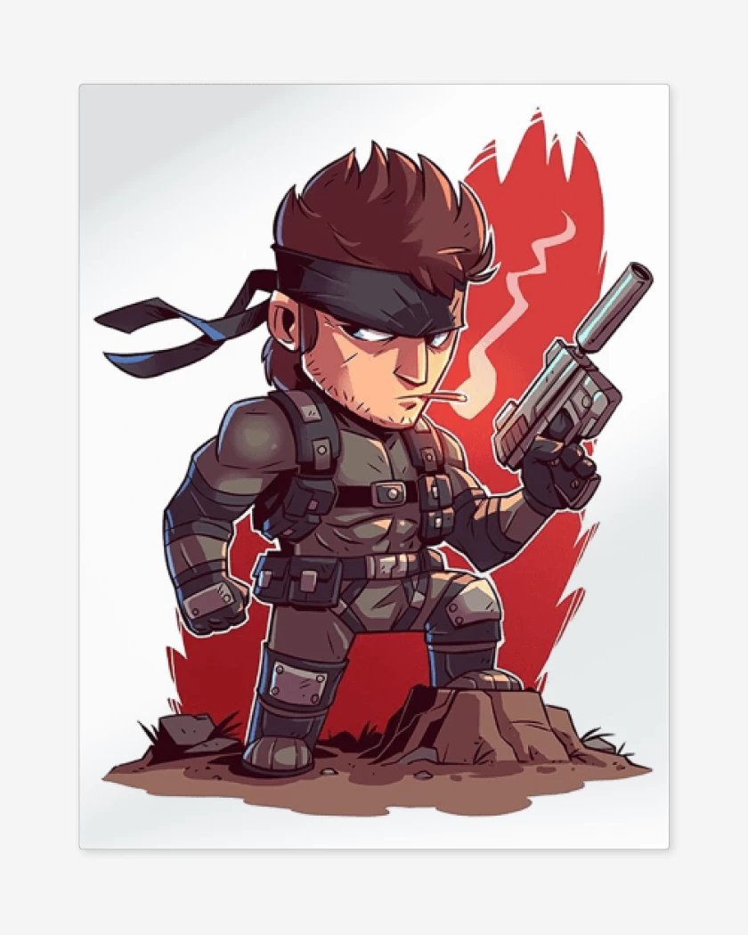 Print metalico Blanco de Chibi Metal Gear