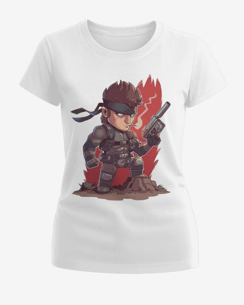 Polera de Mujer Blanco de Chibi Metal Gear