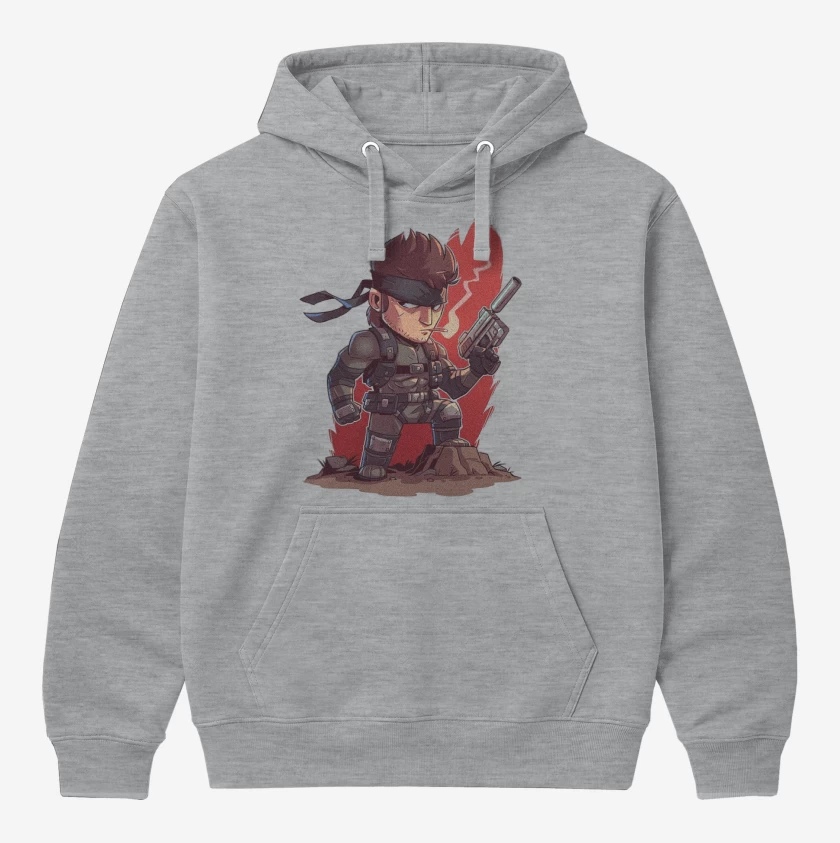 Polerón Canguro Gris Melange de Chibi Metal Gear