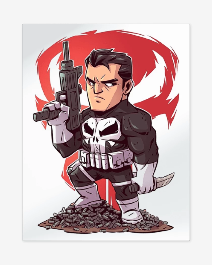 Print metalico Blanco de Chibi El que castiga