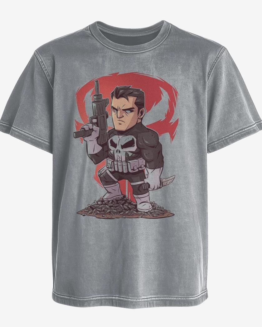 Polera desgastada Gris Melange de Chibi El que castiga