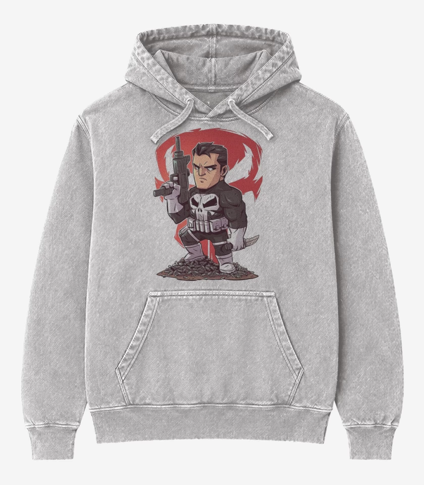 Poleron Canguro Acid Wash Gris Melange de Chibi El que castiga
