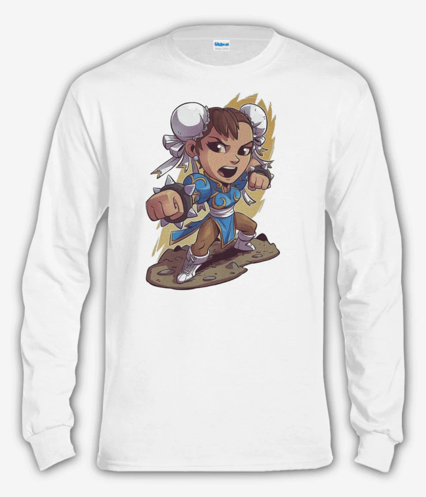 Polera manga larga Blanco de Chibi Chun Li