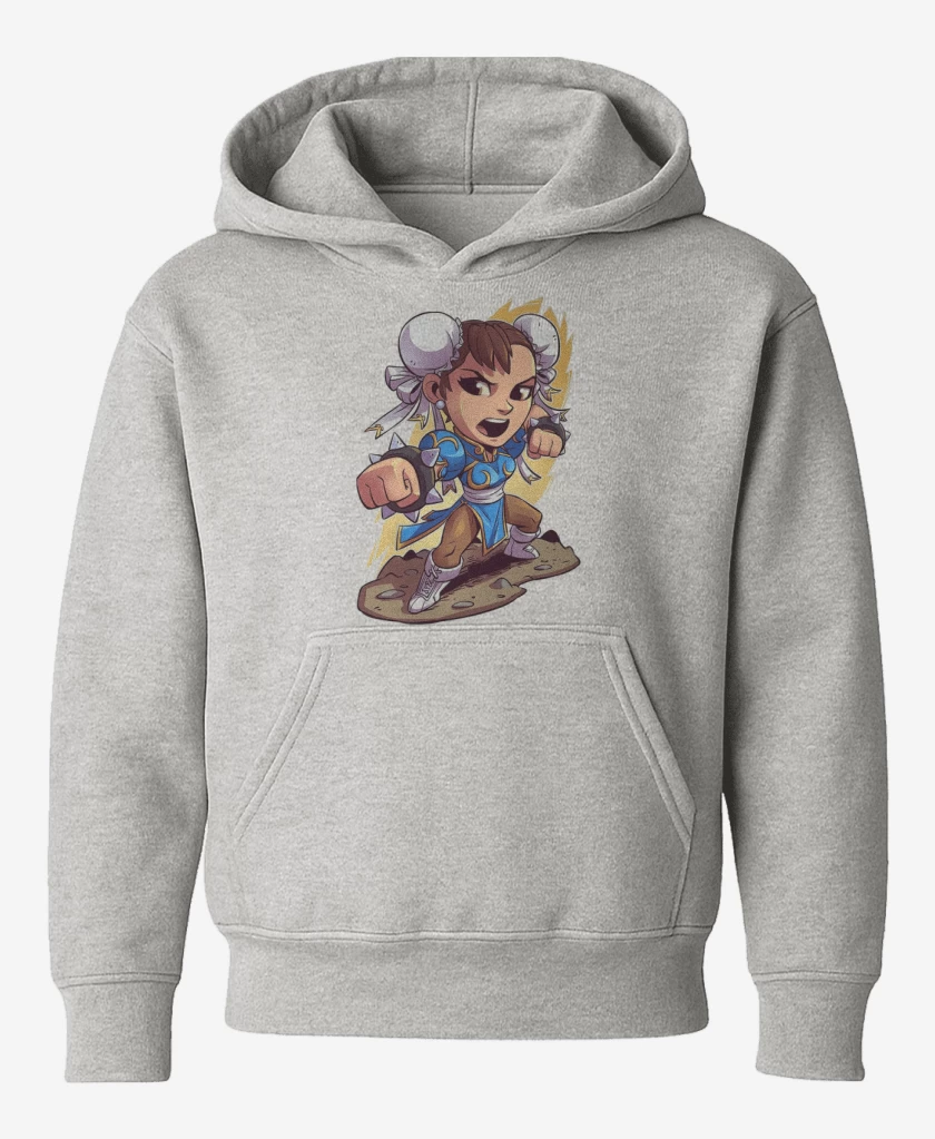 Poleron de niño Gris Melange de Chibi Chun Li