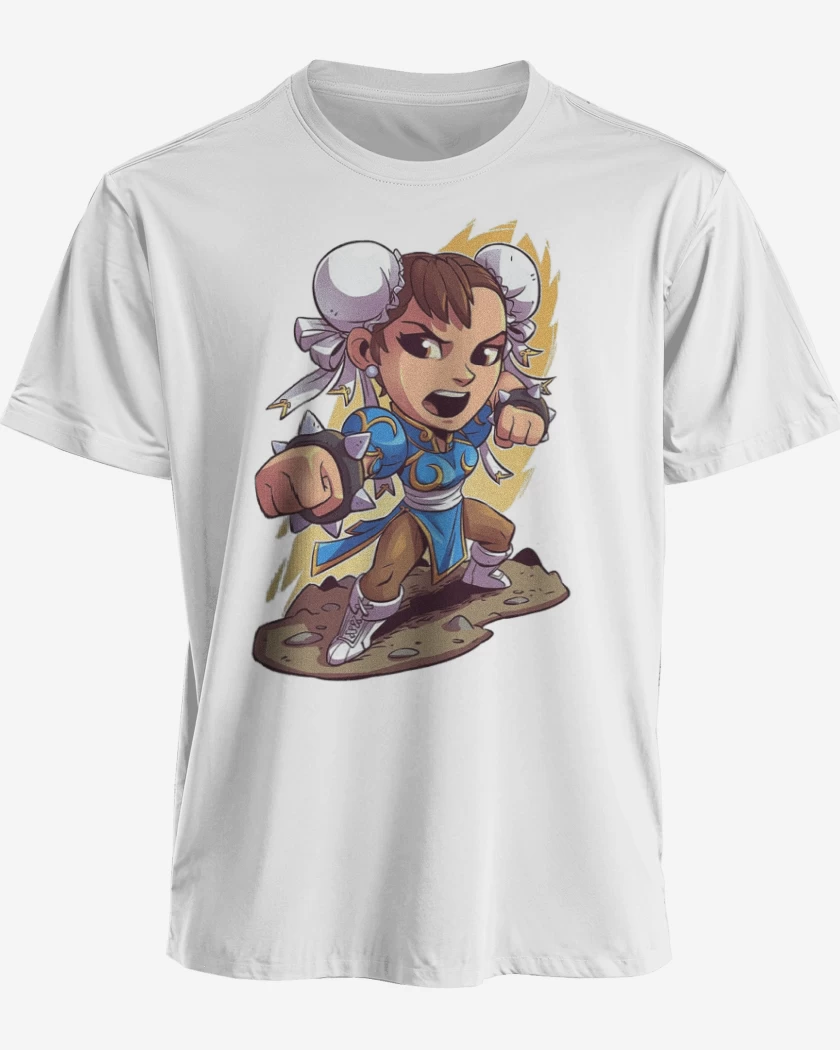 Polera premium Blanco de Chibi Chun Li