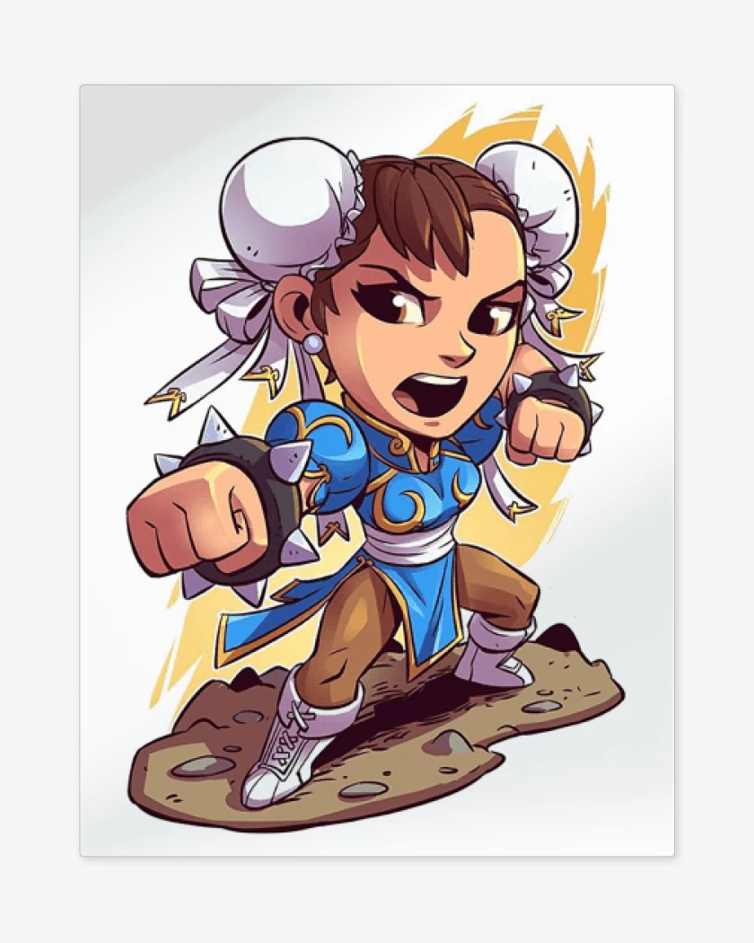 Print metalico Blanco de Chibi Chun Li