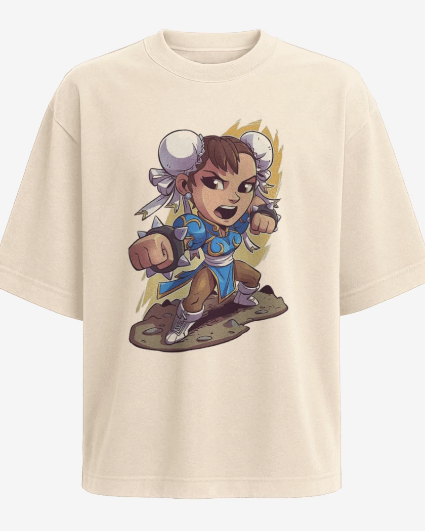 Polera Oversize Beige de Chibi Chun Li