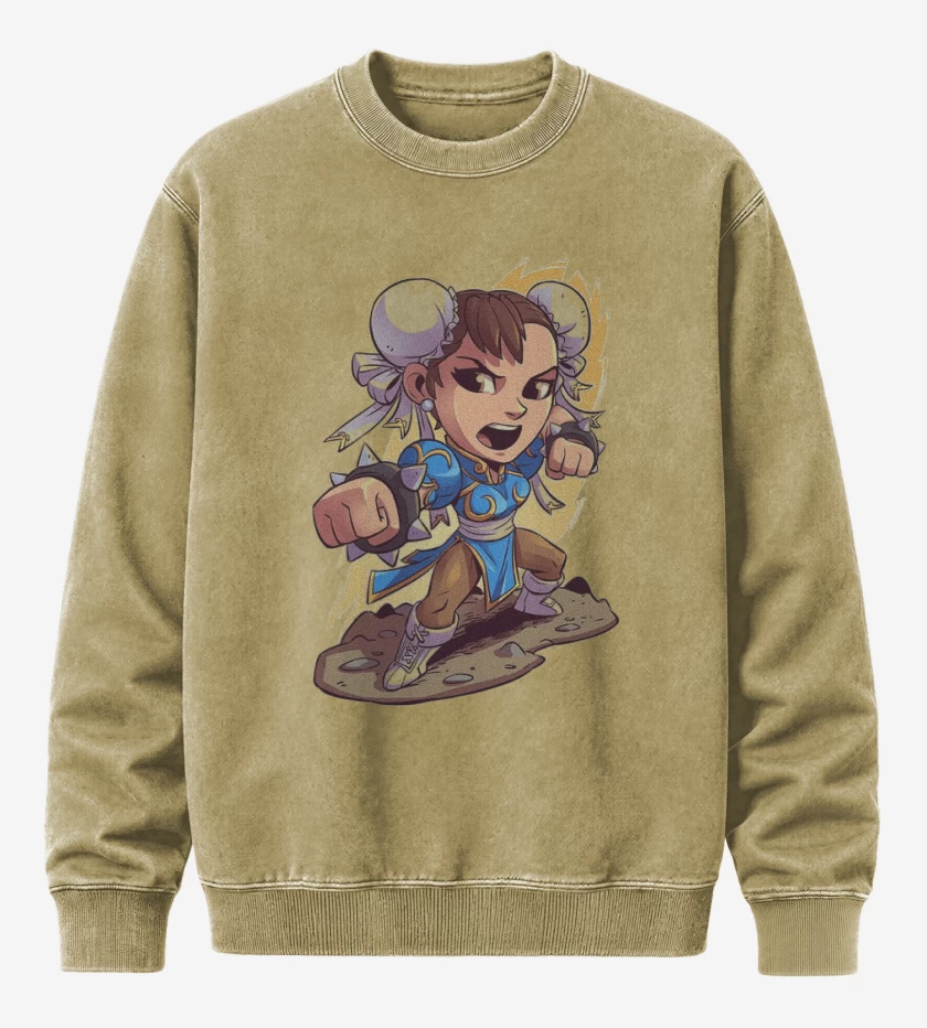 Poleron Polo Acid Wash Beige de Chibi Chun Li