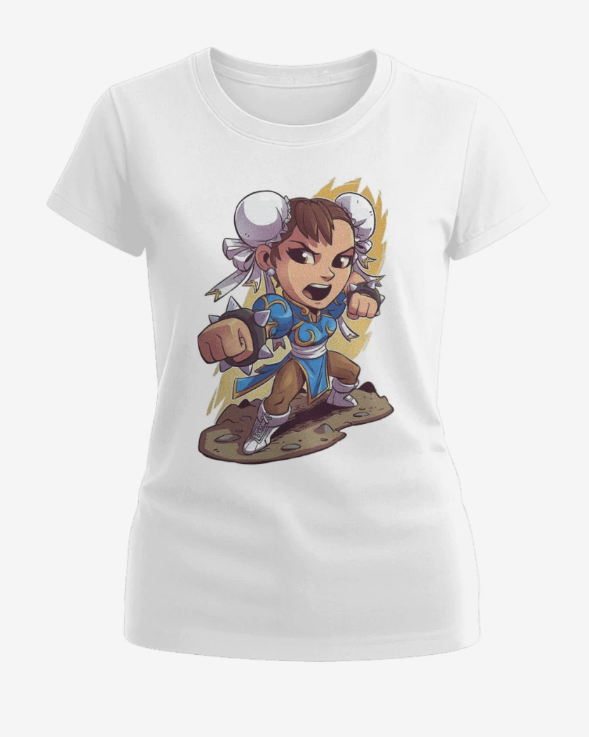 Polera de Mujer Blanco de Chibi Chun Li