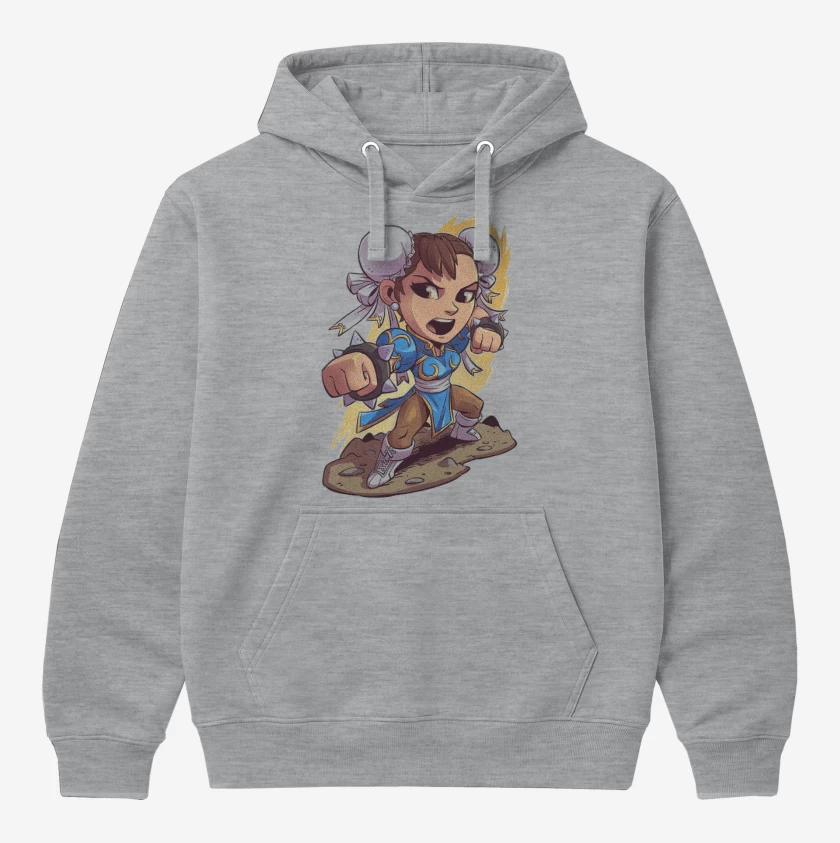 Polerón Canguro Gris Melange de Chibi Chun Li