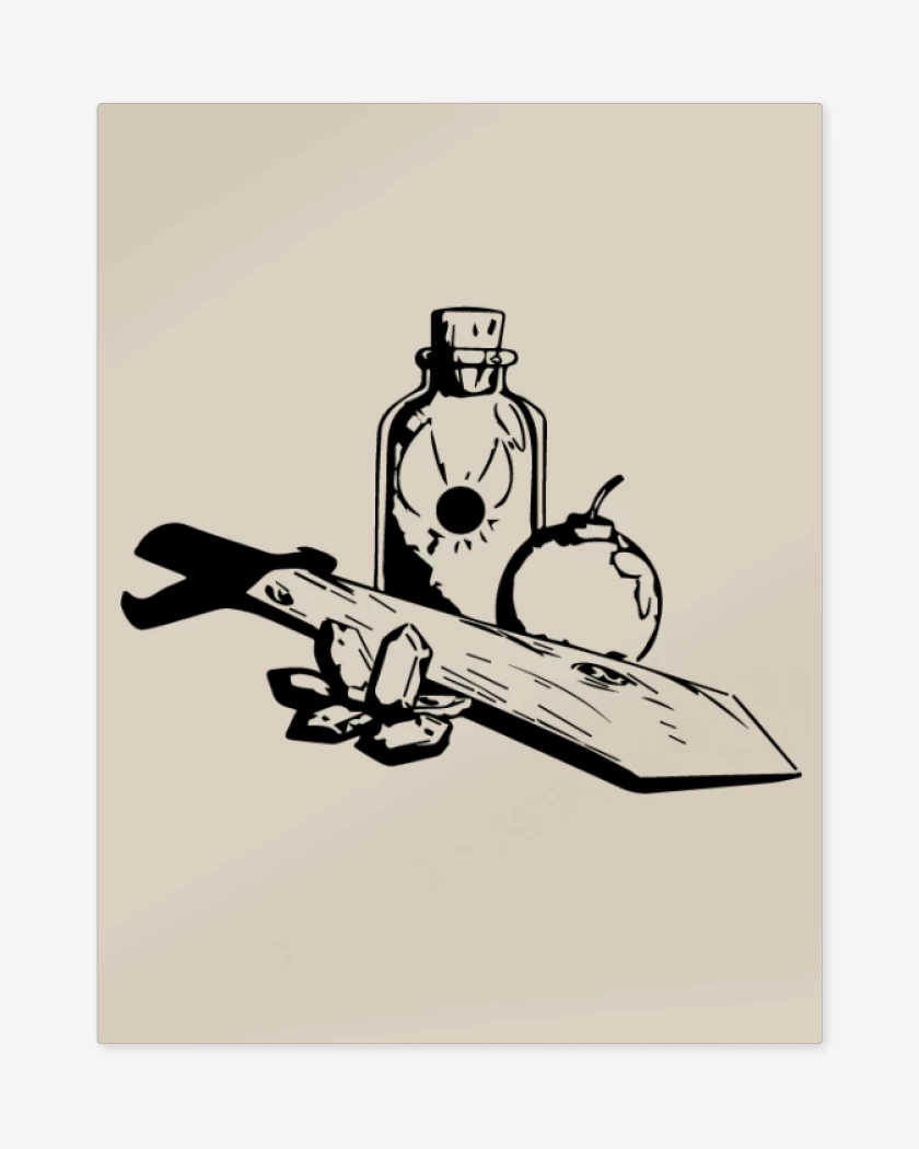 Print metalico Beige de The Legend Of Zelda - Items