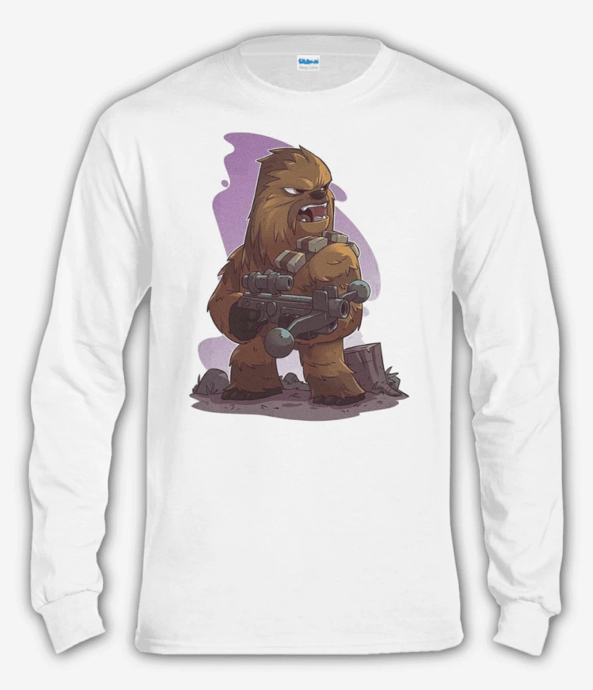 Polera manga larga Blanco de Chibi Chewbaca
