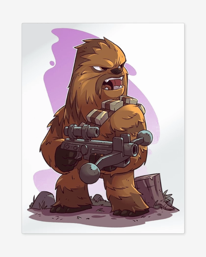 Print metalico Blanco de Chibi Chewbaca