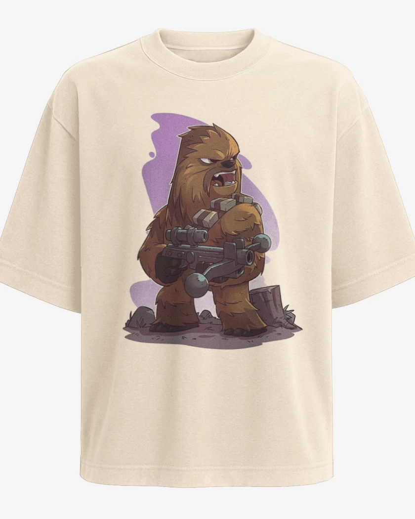 Polera Oversize Beige de Chibi Chewbaca