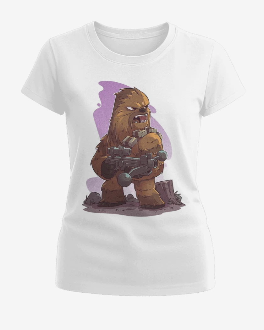 Polera de Mujer Blanco de Chibi Chewbaca