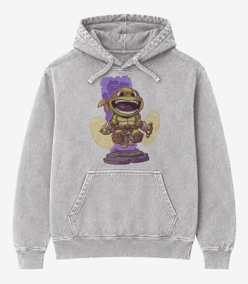 Poleron Canguro Acid Wash Gris Melange de Chibi Mikey