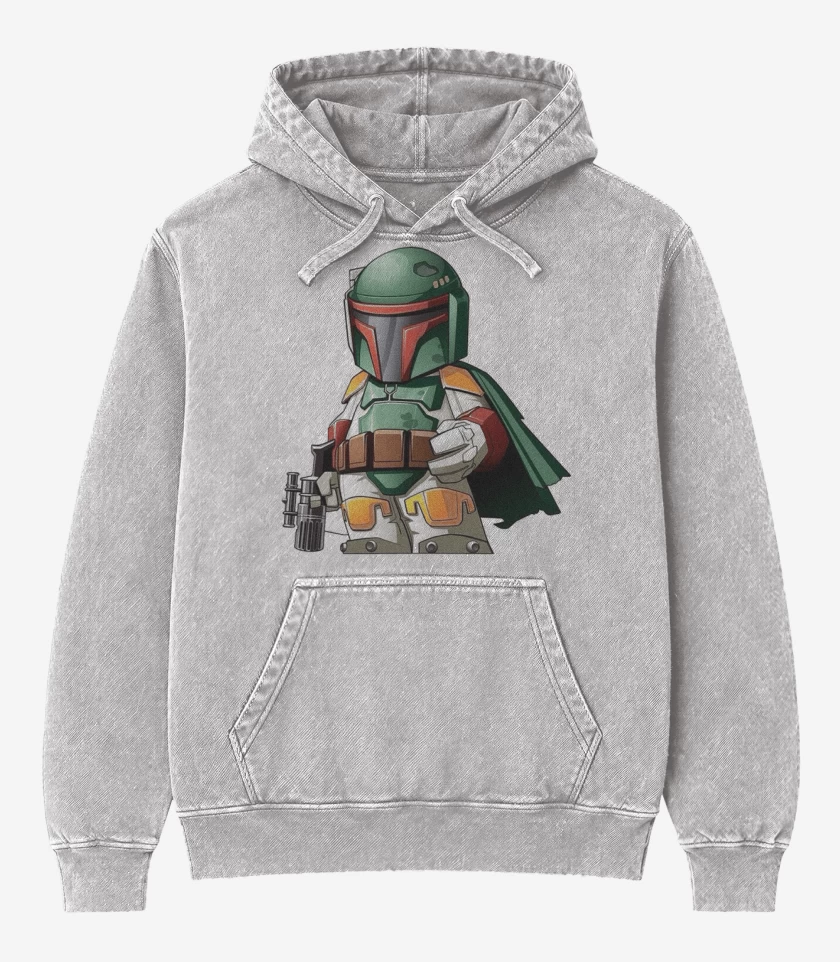 Poleron Canguro Acid Wash Gris Melange de Chibi Bobba Fet