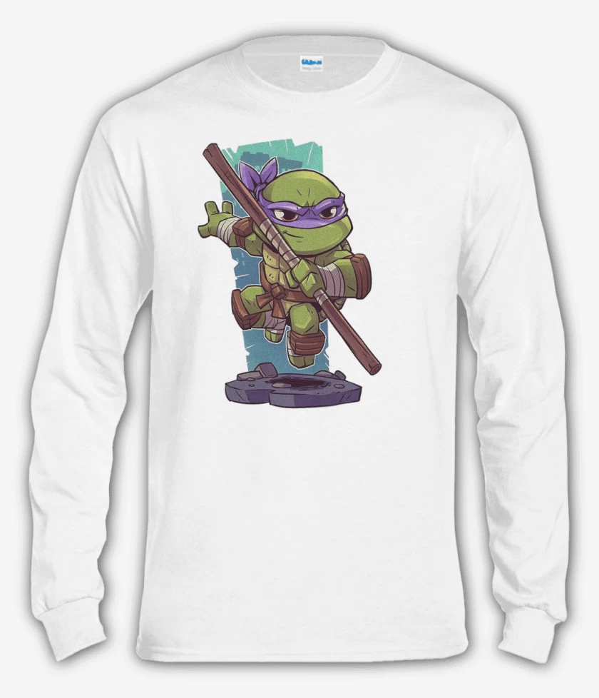 Polera manga larga Blanco de Chibi Donatello