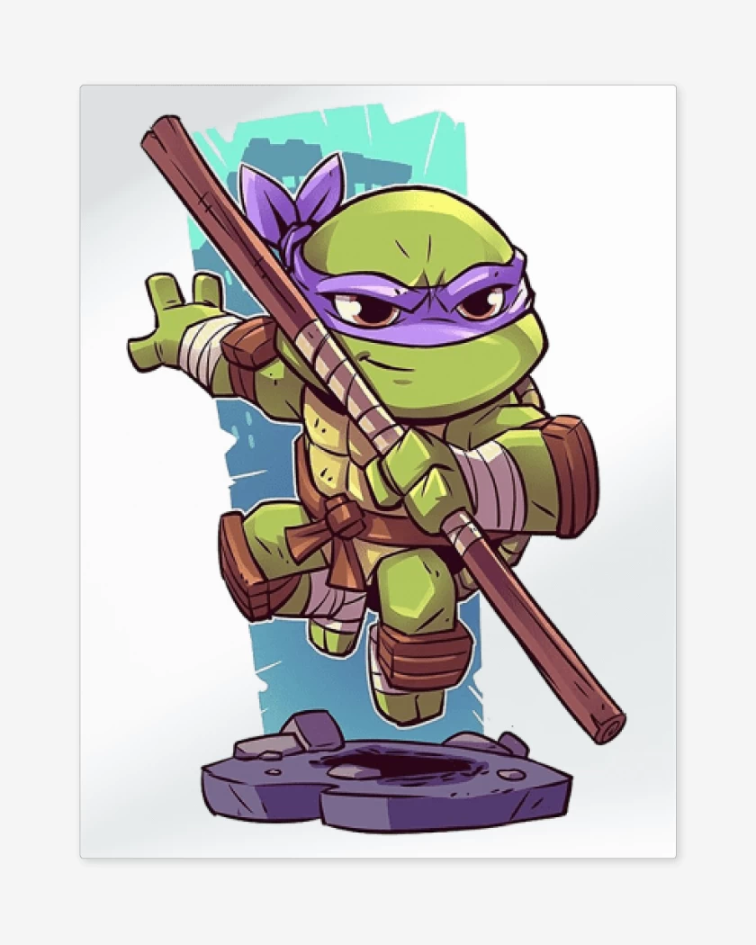 Print metalico Blanco de Chibi Donatello