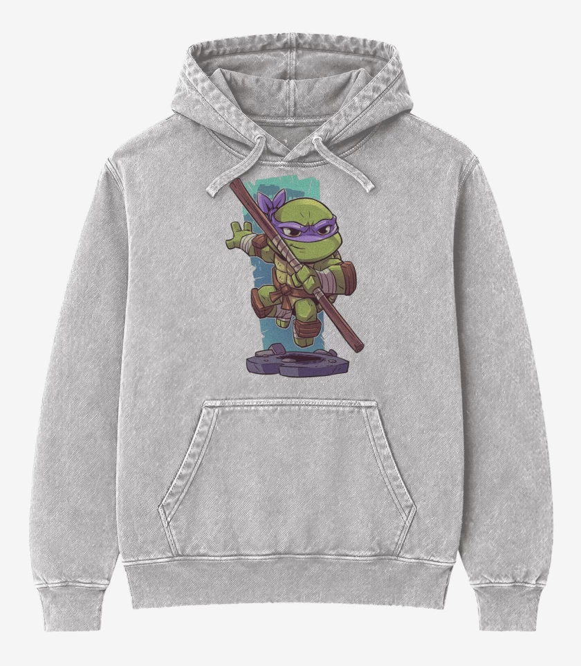 Poleron Canguro Acid Wash Gris Melange de Chibi Donatello