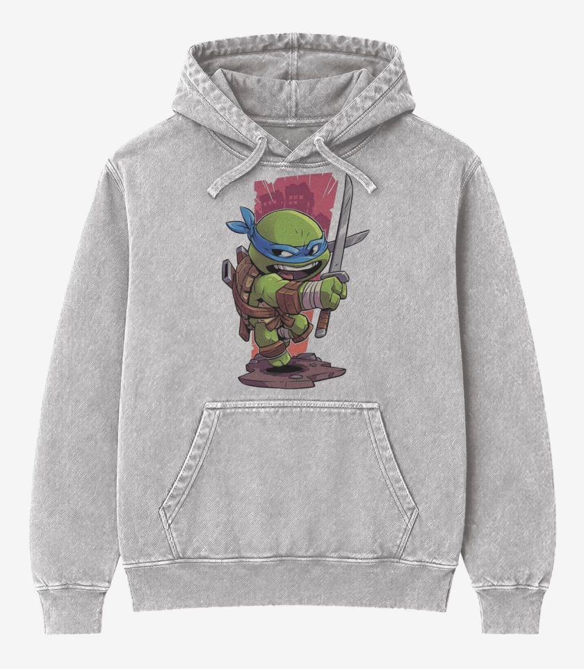 Poleron Canguro Acid Wash Gris Melange de Chibi Leo