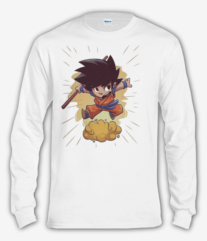 Polera manga larga Blanco de Chibi Goku
