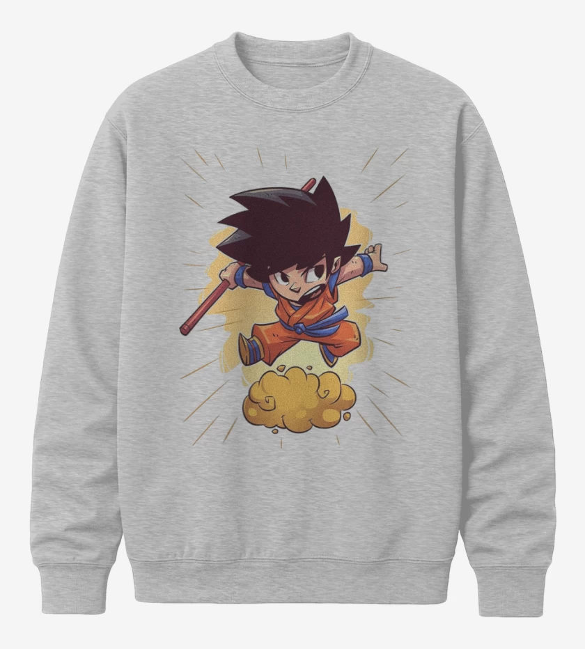 Poleron polo Gris Melange de Chibi Goku