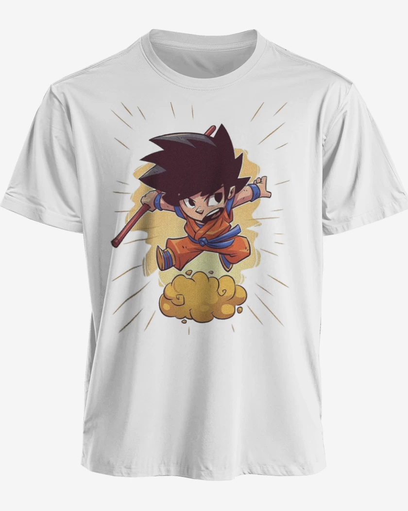 Polera premium Blanco de Chibi Goku