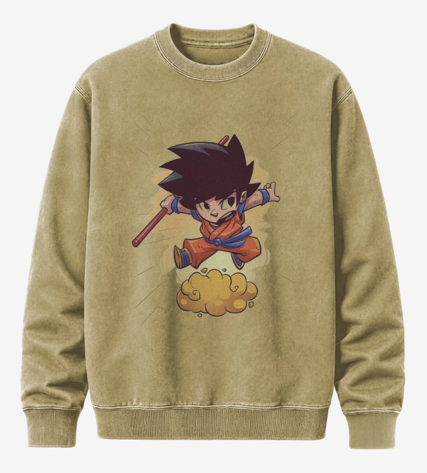 Poleron Polo Acid Wash Beige de Chibi Goku