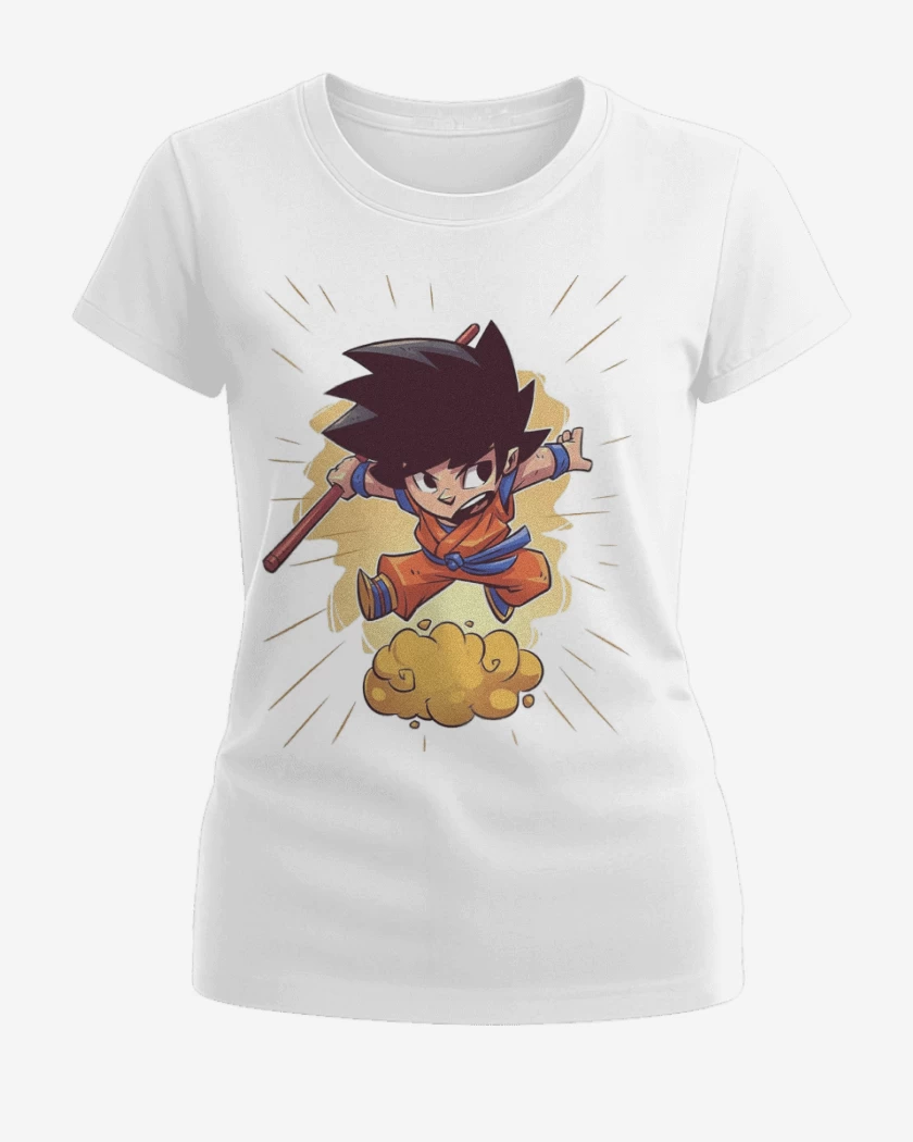 Polera de Mujer Blanco de Chibi Goku