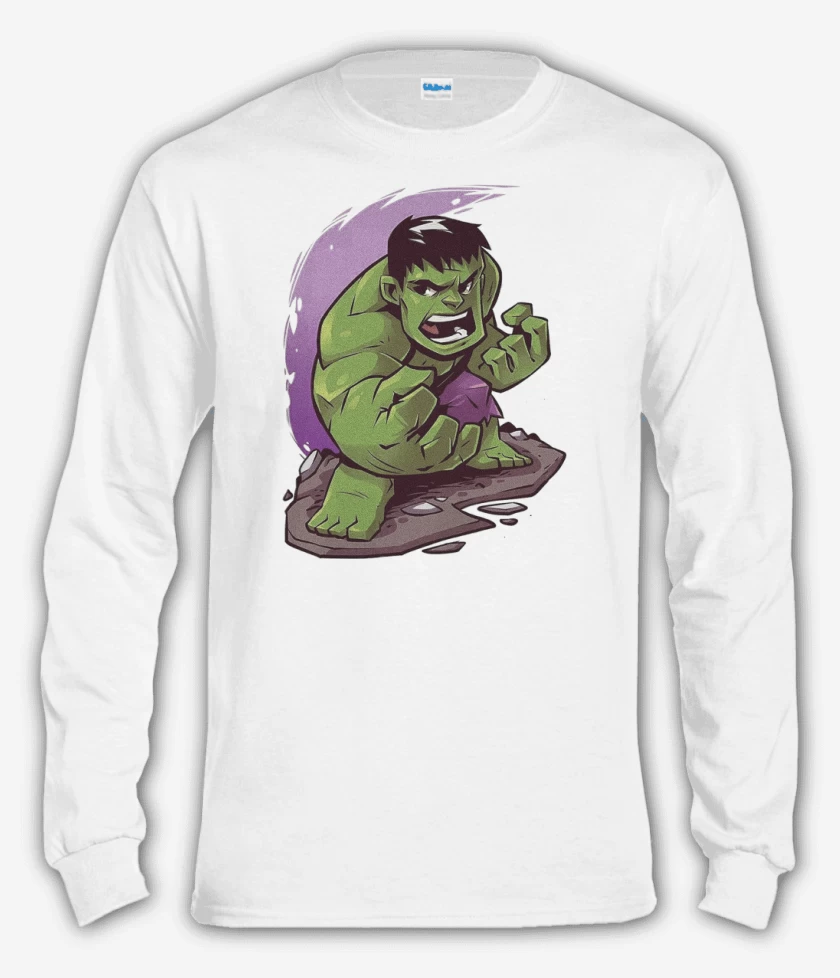 Polera manga larga Blanco de Chibi Hulk