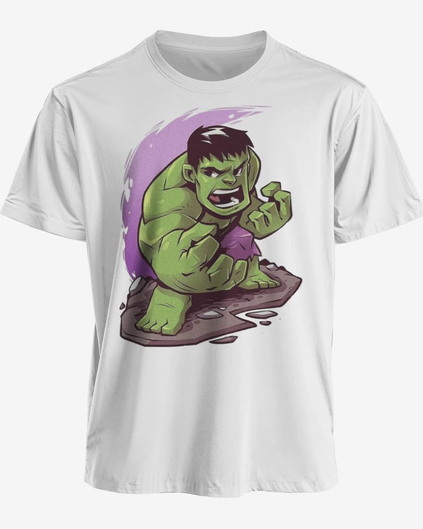 Polera premium Blanco de Chibi Hulk