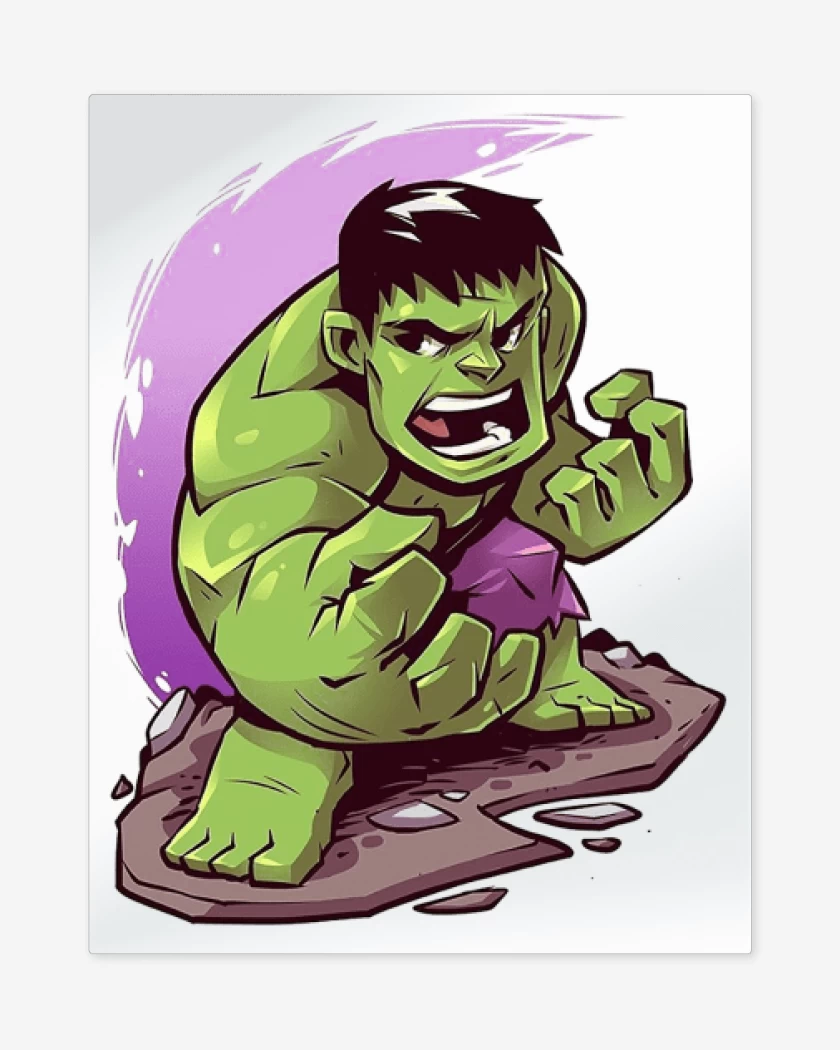 Print metalico Blanco de Chibi Hulk