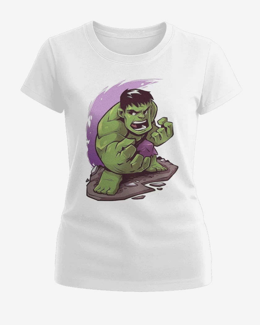 Polera de Mujer Blanco de Chibi Hulk