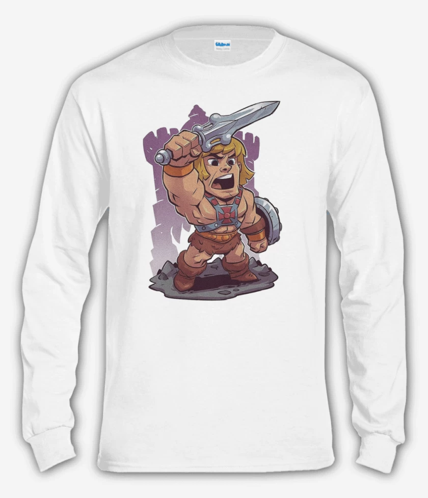 Polera manga larga Blanco de Chibi He Man