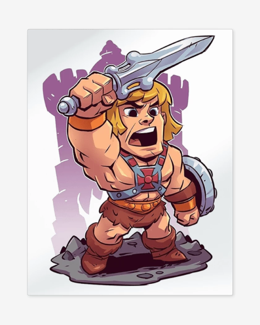 Print metalico Blanco de Chibi He Man