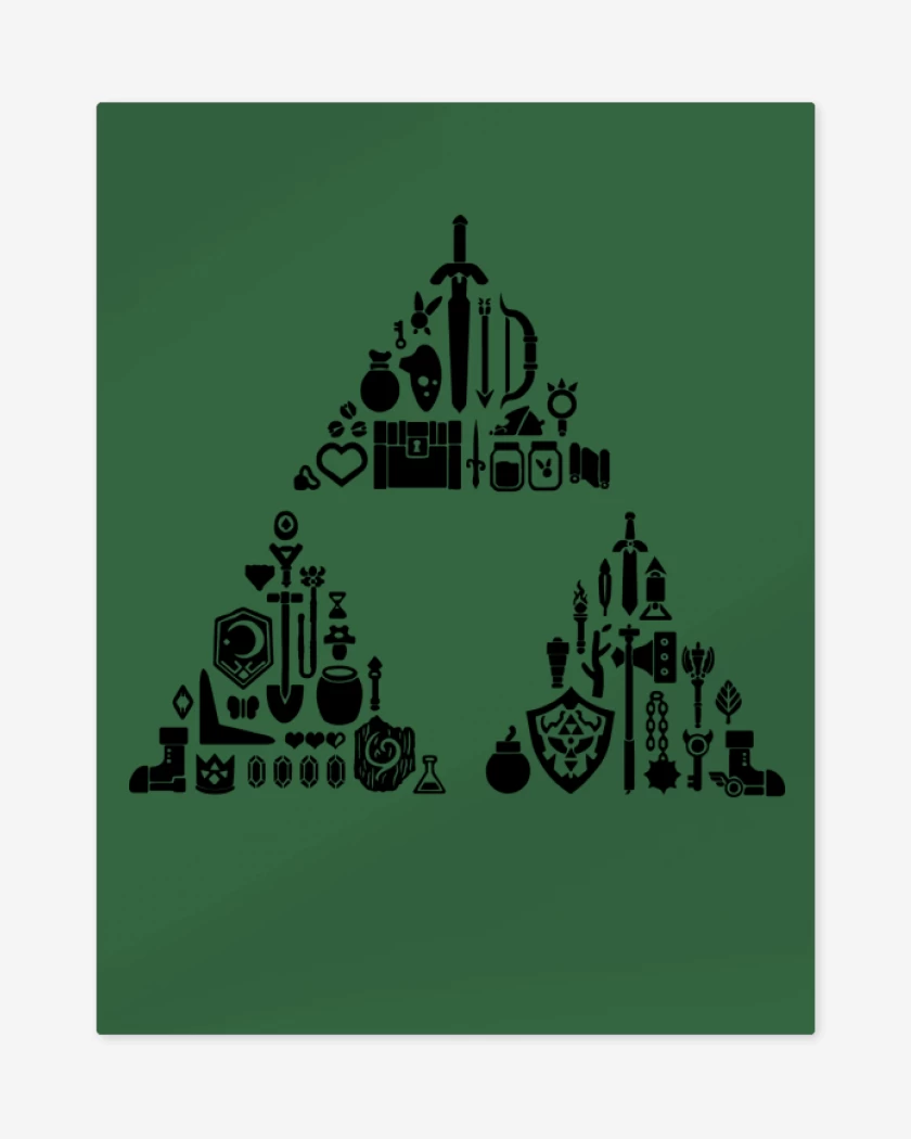 Print metalico Verde jade de The Legend Of Zelda - Items Triforce