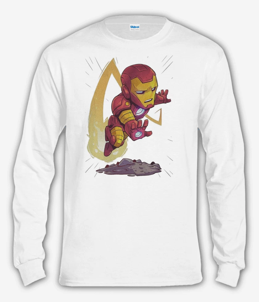 Polera manga larga Blanco de Chibi Iron Man