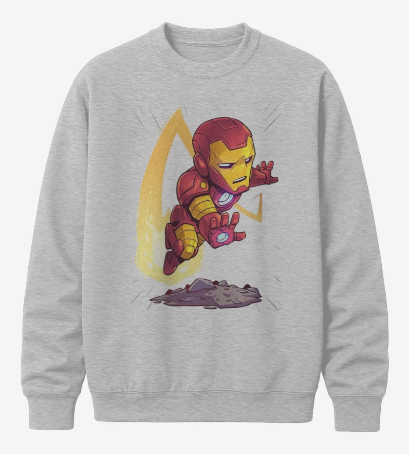 Poleron polo Gris Melange de Chibi Iron Man