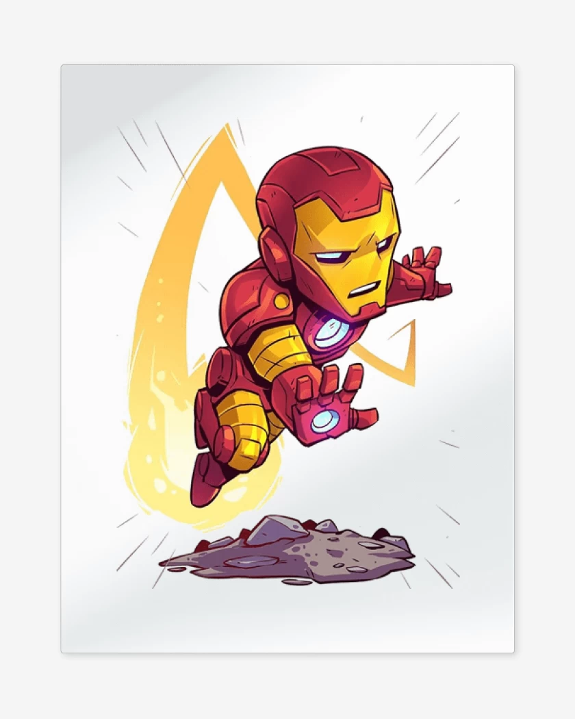 Print metalico Blanco de Chibi Iron Man