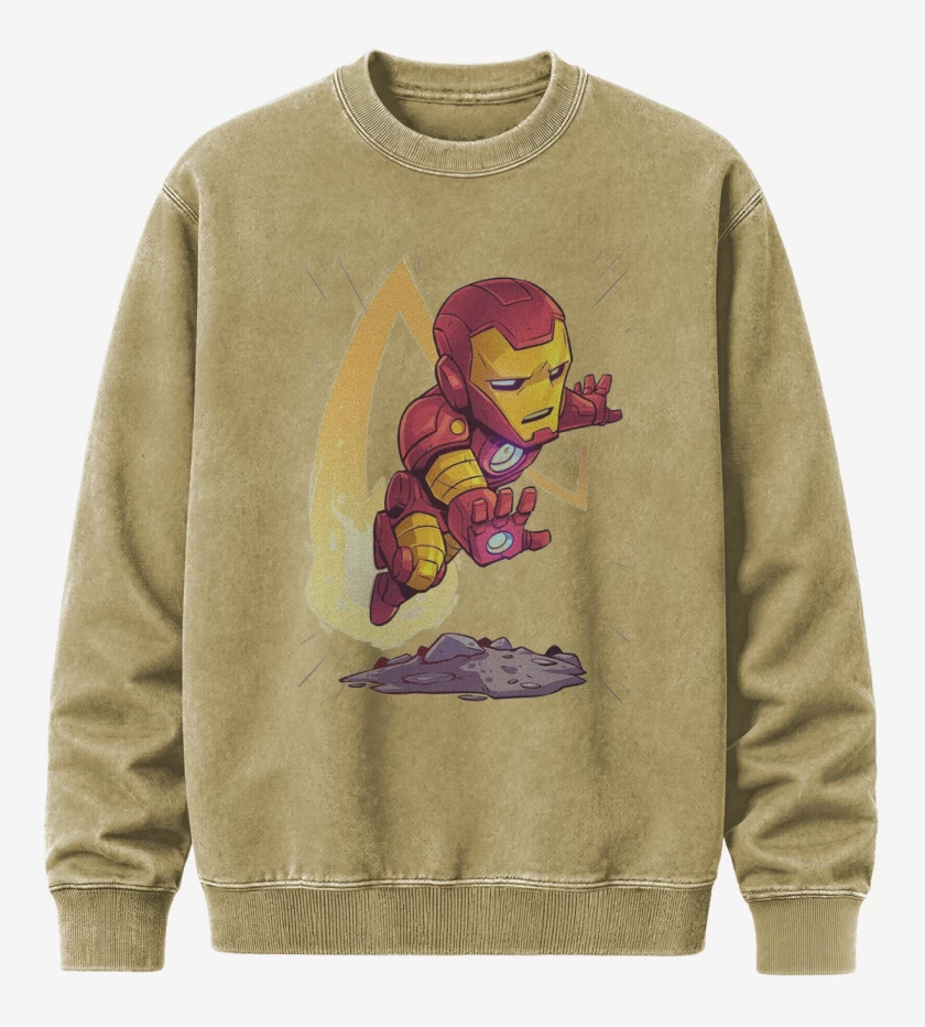 Poleron Polo Acid Wash Beige de Chibi Iron Man
