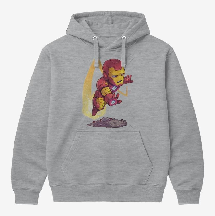 Polerón Canguro Gris Melange de Chibi Iron Man