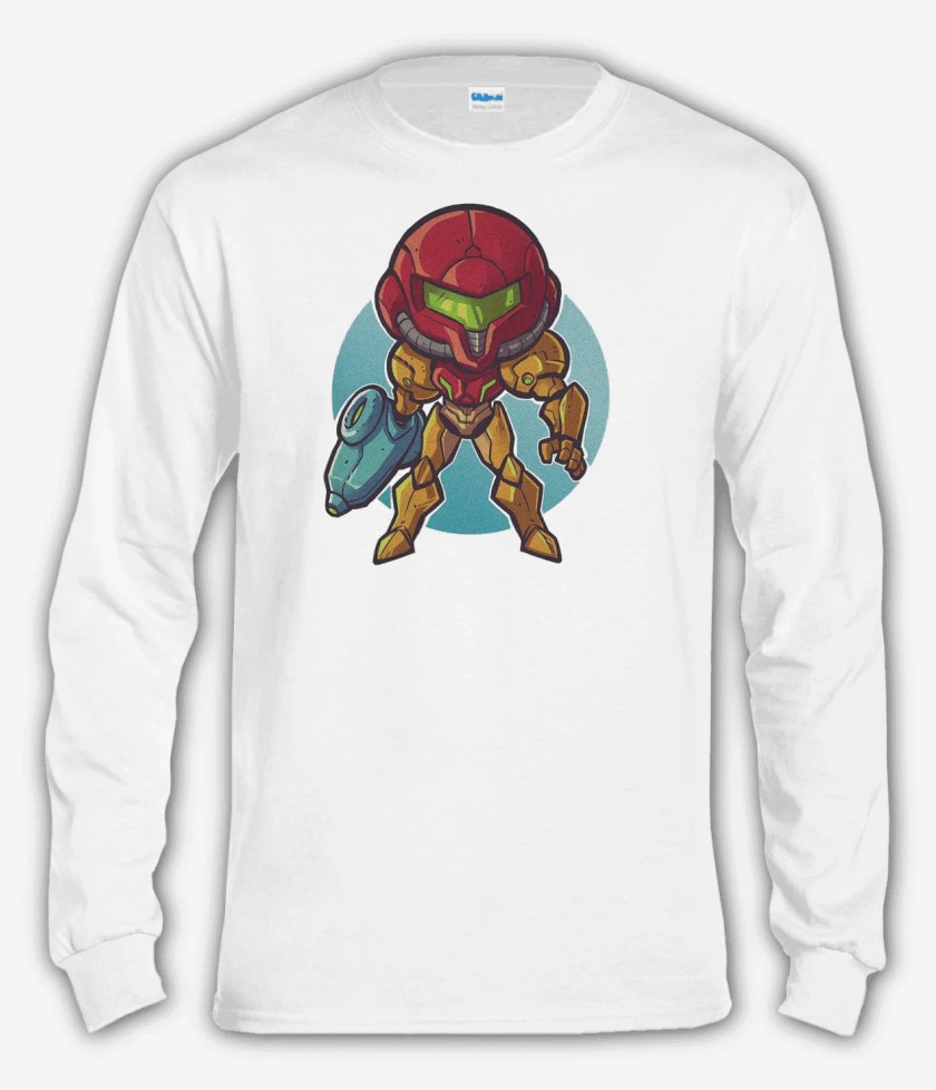 Polera manga larga Blanco de Chibi Metroid
